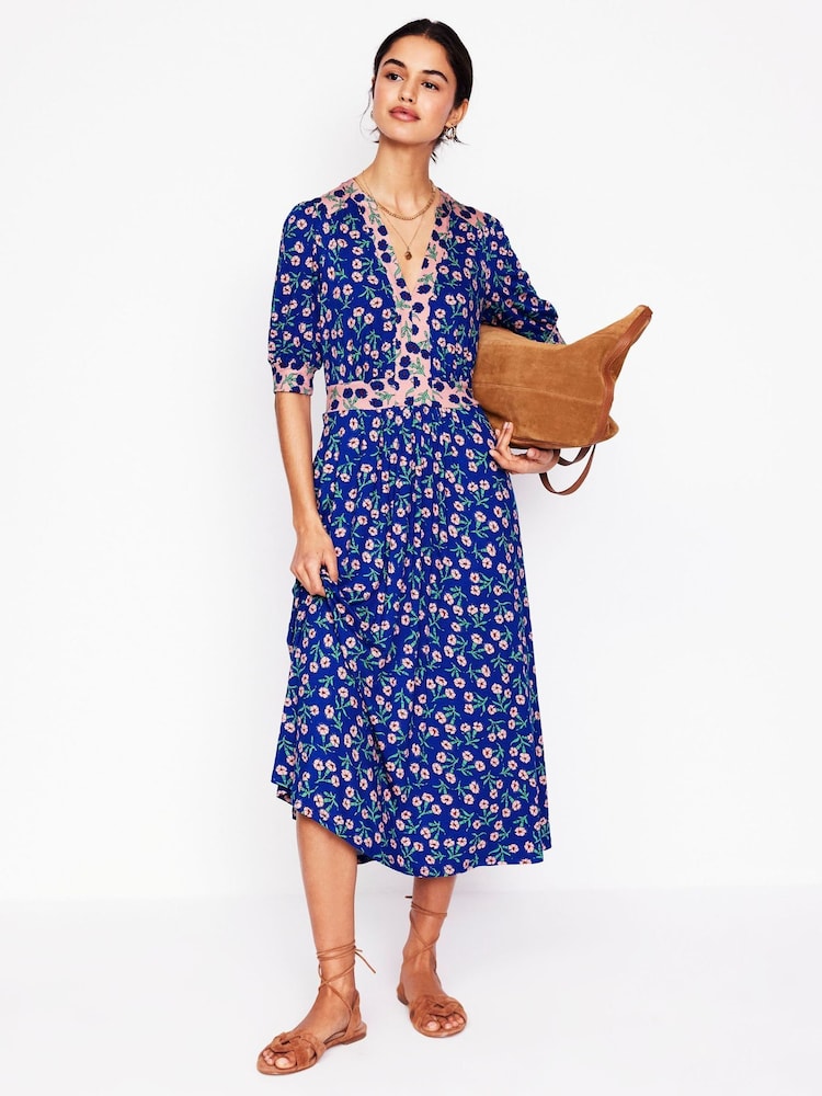 Boden Blue Lily Jersey Midi Tea Dress - Image 4 of 7