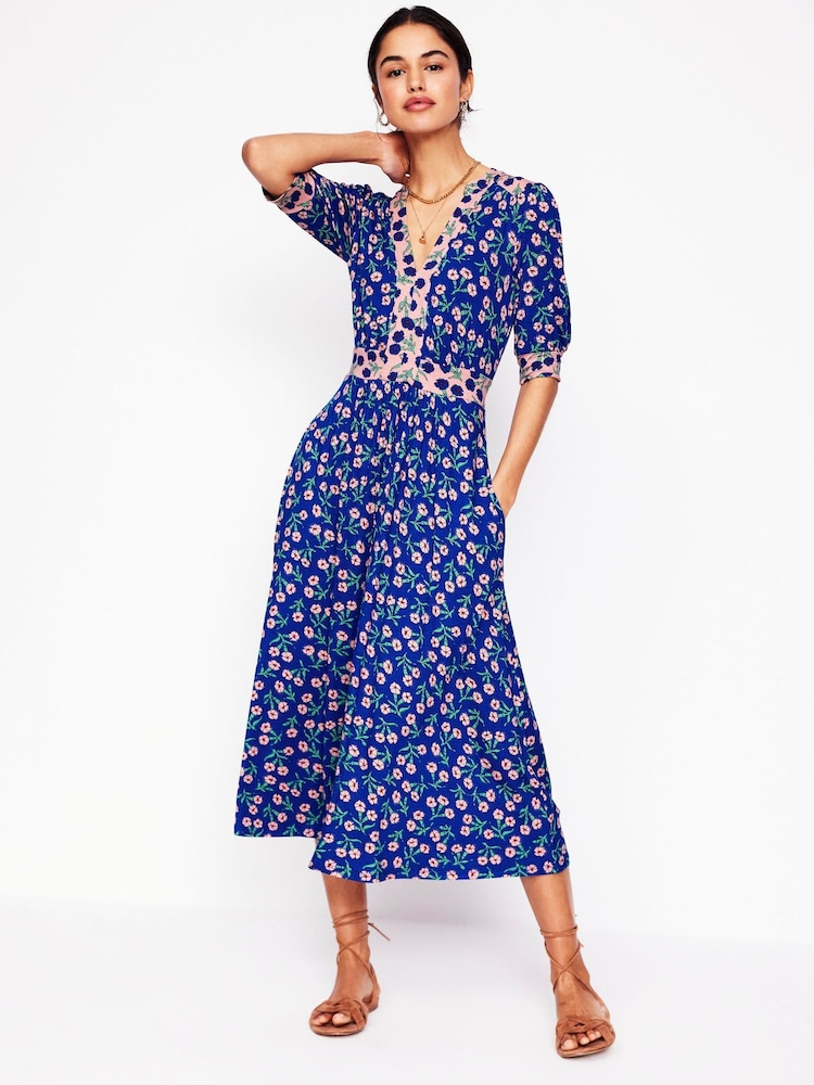 Boden Blue Lily Jersey Midi Tea Dress - Image 5 of 7