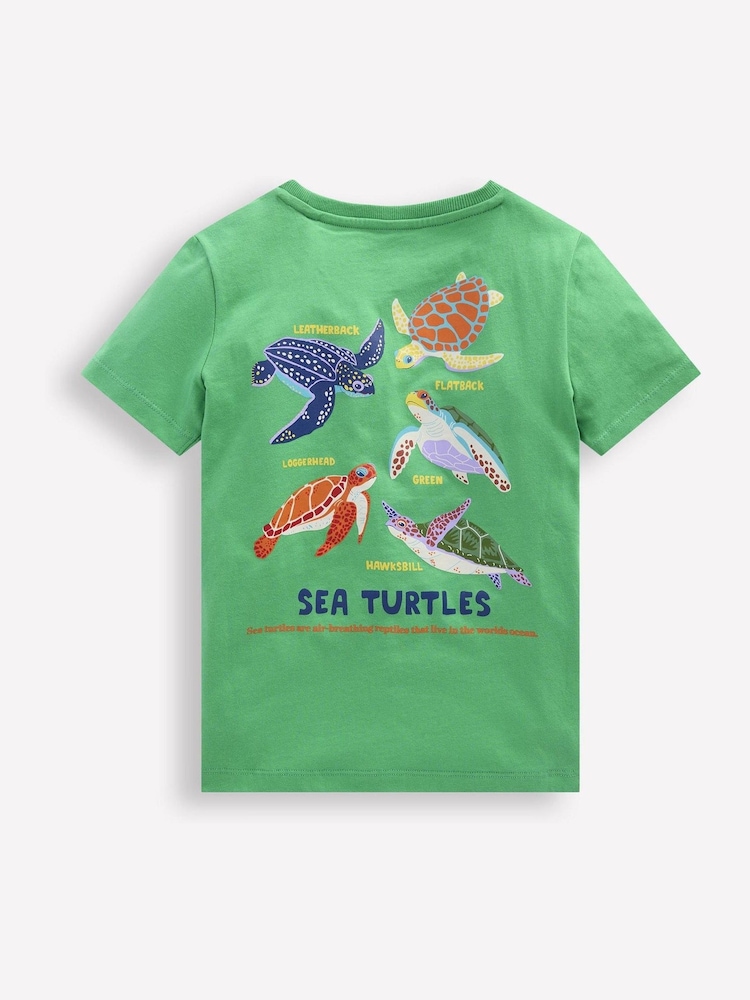 Boden Green Turtle Front and Back Graphic 100% Cotton T-Shirt - Image 2 of 3