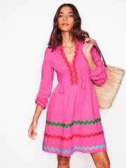 Boden Pink 100% Cotton Corinna Ric Rac Jersey Dress - Image 1 of 5