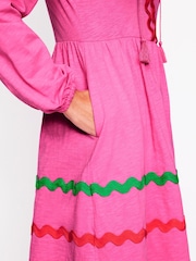 Boden Pink 100% Cotton Corinna Ric Rac Jersey Dress - Image 2 of 5