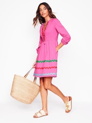 Boden Pink 100% Cotton Corinna Ric Rac Jersey Dress - Image 4 of 5
