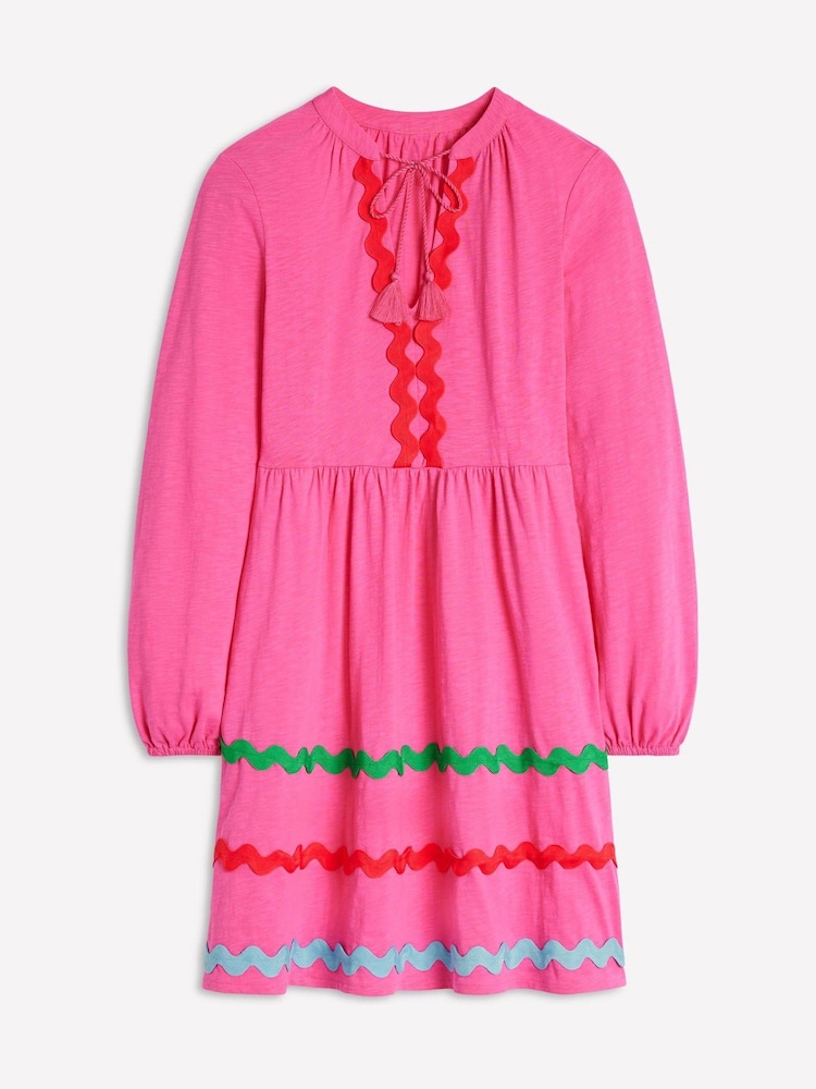 Boden Pink 100% Cotton Corinna Ric Rac Jersey Dress - Image 5 of 5