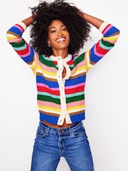 Boden Red 100% Cotton Callie Crochet Trim Cardigan - Image 2 of 5