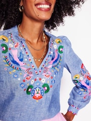 Boden Blue Grace Linen Top - Image 3 of 7