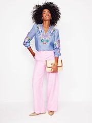 Boden Blue Grace Linen Top - Image 5 of 7