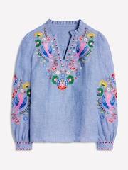 Boden Blue Grace Linen Top - Image 7 of 7