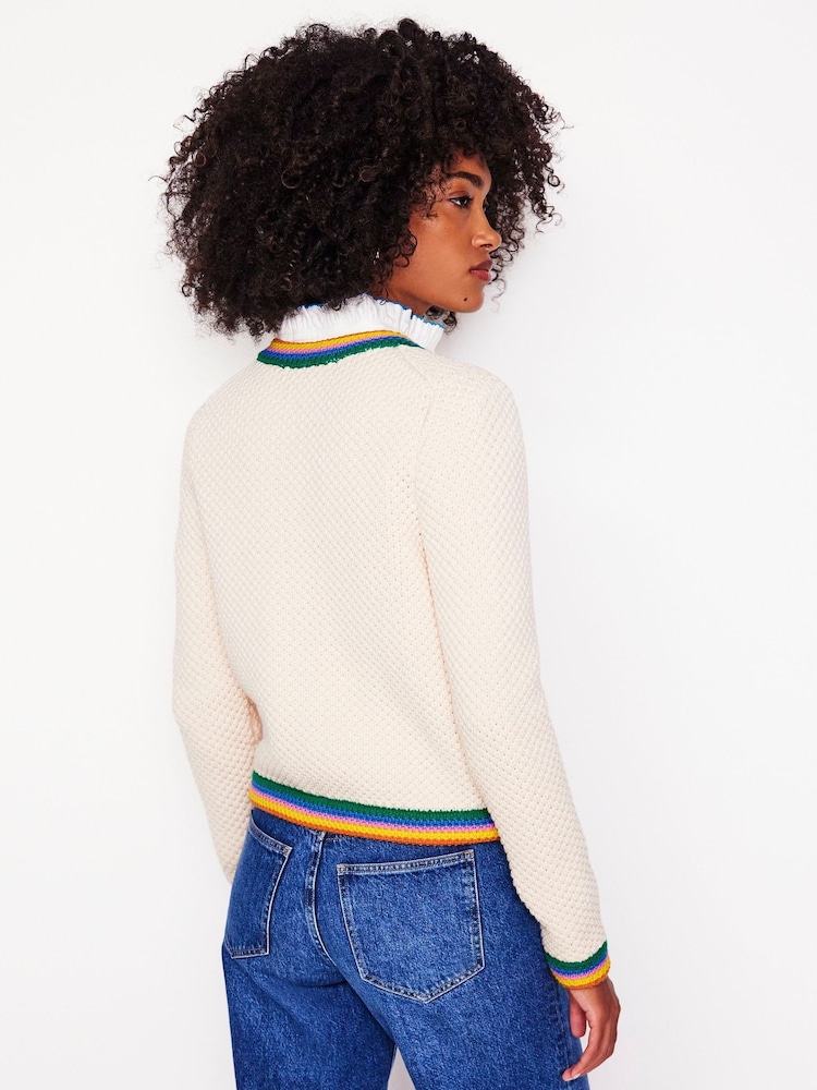 Boden Cream Libby Knitted Jacket - Image 2 of 7