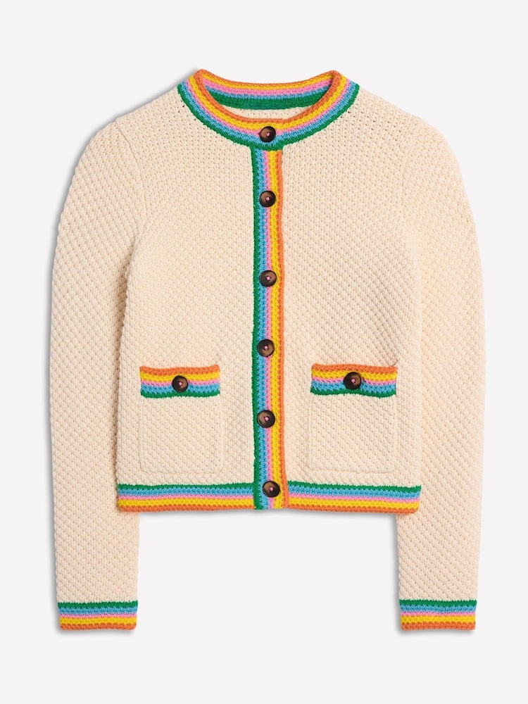 Boden Cream Libby Knitted Jacket - Image 6 of 7