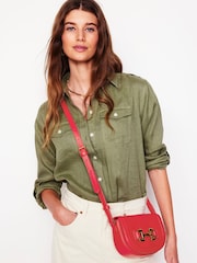 Boden Red Snaffle Mini Leather Satchel Bag - Image 1 of 5