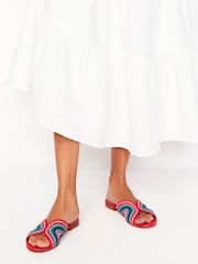 Boden Red Striped Flat Sandals - Image 1 of 5