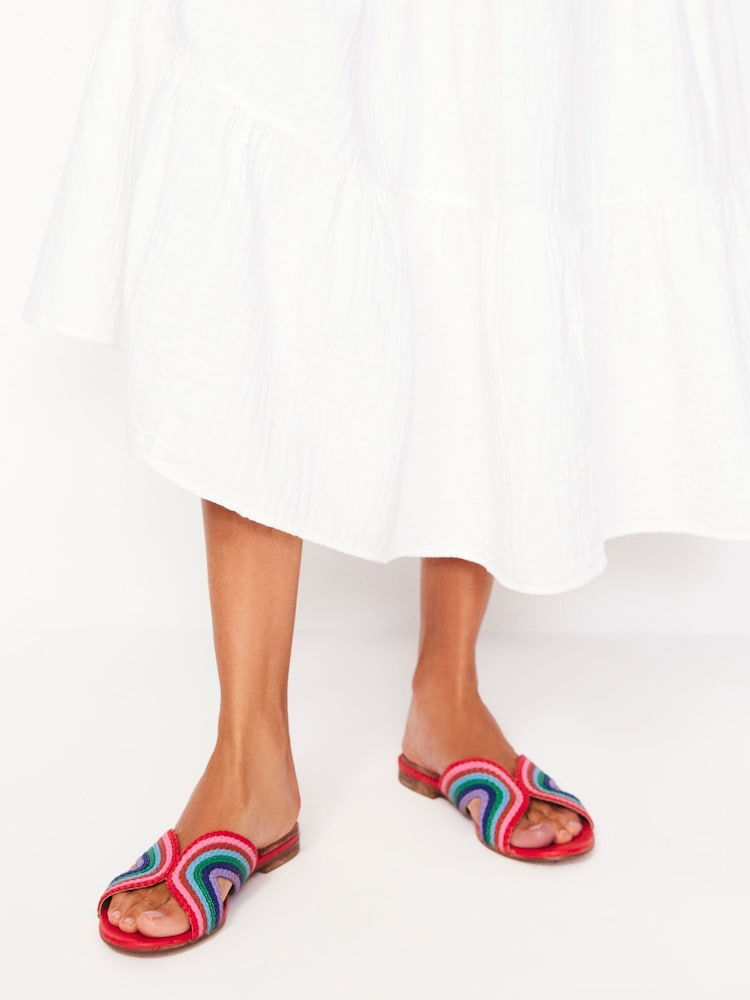 Boden Red Striped Flat Sandals - Image 1 of 5