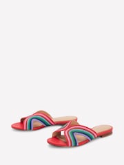 Boden Red Striped Flat Sandals - Image 3 of 5
