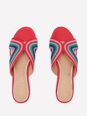 Boden Red Striped Flat Sandals - Image 4 of 5