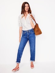 Boden White Eden Puff Sleeve Henley Top - Image 4 of 4