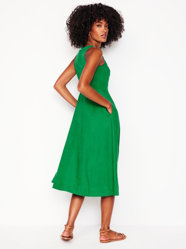 Boden Green Carla Linen Midi Dress - Image 2 of 6
