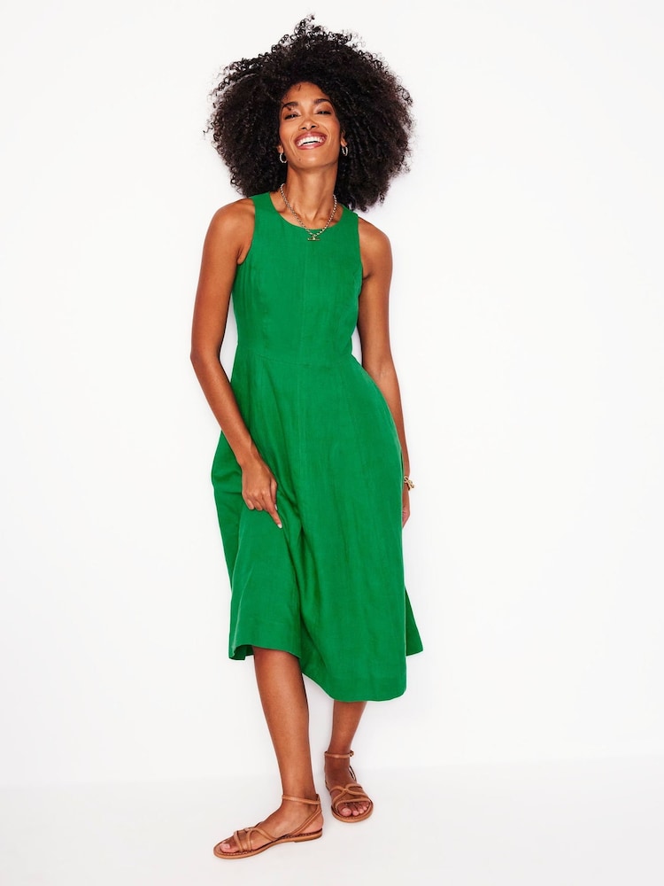 Boden Green Carla Linen Midi Dress - Image 3 of 6