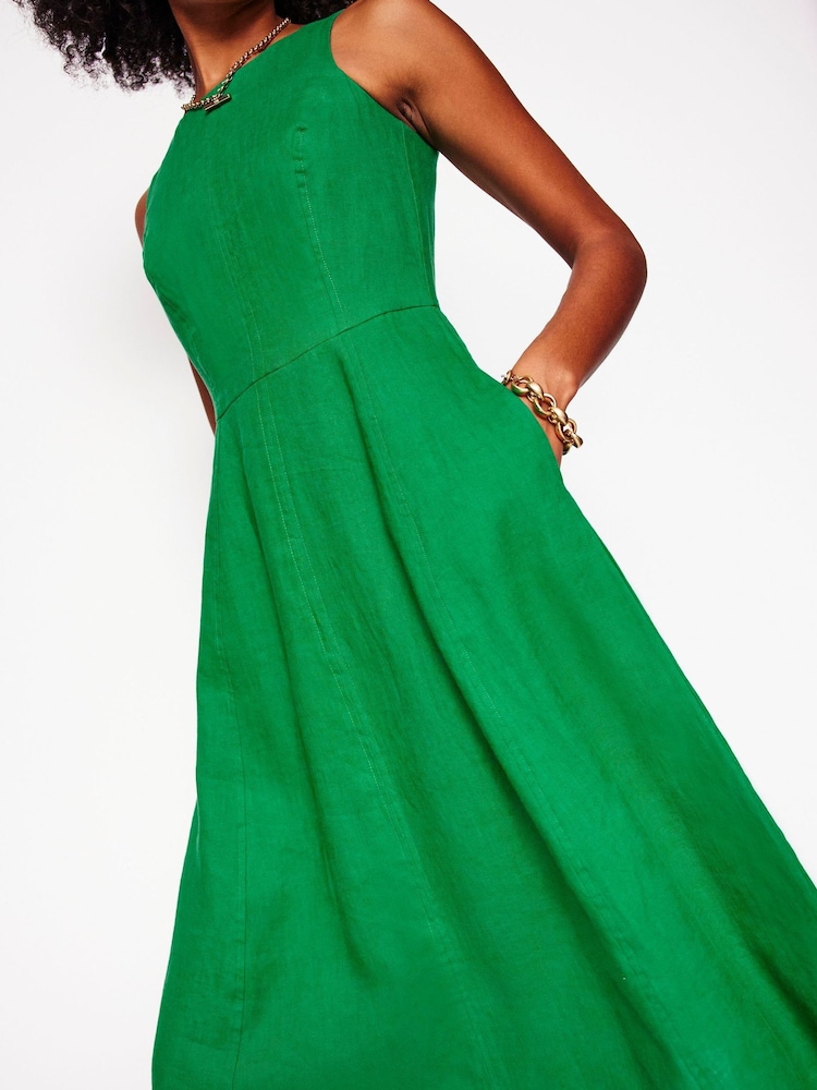 Boden Green Carla Linen Midi Dress - Image 5 of 6