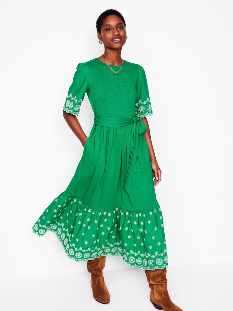 Grün - Boden Isabel Broderie Mix Maxi Dress - Bild 1 von 5