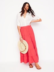 Boden Red 100% Cotton Nadia Double Cloth Maxi Skirt - Image 1 of 4