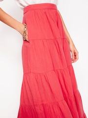 Boden Red 100% Cotton Nadia Double Cloth Maxi Skirt - Image 2 of 4