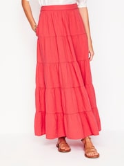 Boden Red 100% Cotton Nadia Double Cloth Maxi Skirt - Image 4 of 4