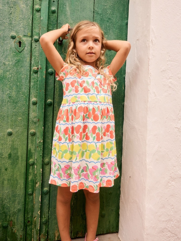 Boden Pink Fruit 100% Cotton Heart Pocket Fun Jersey Dress - Image 1 of 5