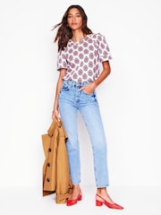 Boden Cream 100% Cotton Mila Trim Detail Top - Image 1 of 5