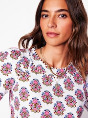 Boden Cream 100% Cotton Mila Trim Detail Top - Image 3 of 5