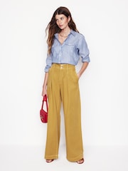 Boden Blue Longline 100% Linen Safari Shirt - Image 1 of 5
