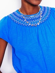 Boden Blue 100% Cotton Nina Smocked T-Shirt Dress - Image 2 of 5