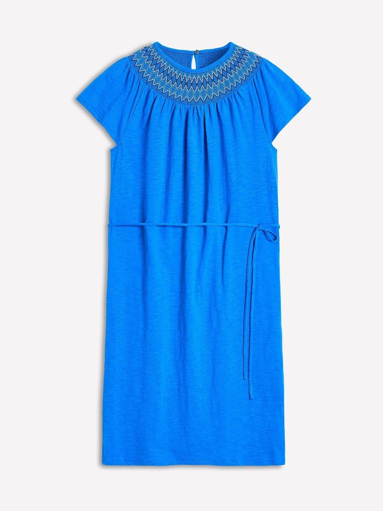 Boden Blue 100% Cotton Nina Smocked T-Shirt Dress - Image 5 of 5