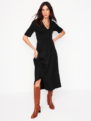 Boden Black Bethany Smocked Jersey Dress - Image 1 of 6