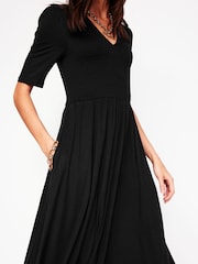 Boden Black Bethany Smocked Jersey Dress - Image 2 of 6