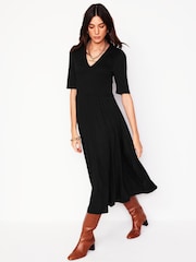 Boden Black Bethany Smocked Jersey Dress - Image 4 of 6