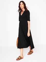 Boden Black Bethany Smocked Jersey Dress - Image 5 of 6