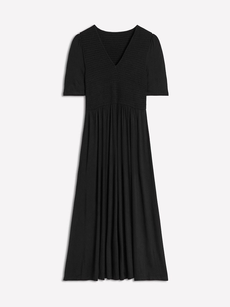 Boden Black Bethany Smocked Jersey Dress - Image 6 of 6