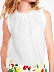 Boden White Sophie Ruffle 100% Linen Top - Image 2 of 4