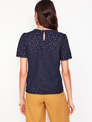Boden Blue 100% Cotton Edi Embroidered Blouse - Image 3 of 5