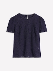 Boden Blue 100% Cotton Edi Embroidered Blouse - Image 5 of 5