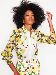 Boden Cream Placement Print 100% Linen Shirt - Image 2 of 7