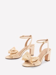 Boden Natural Bow Heeled Sandals - Image 3 of 5