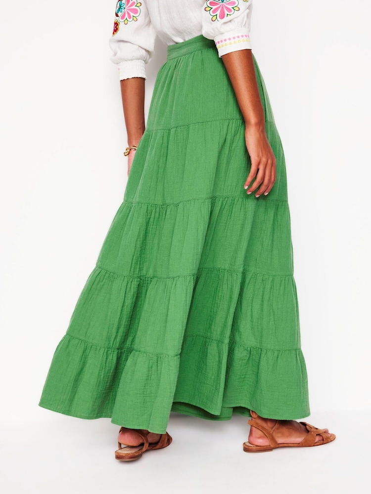Boden Green 100% Cotton Nadia Double Cloth Maxi Skirt - Image 4 of 4