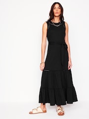 Boden Black Mila Trim Tiered Jersey Dress - Image 1 of 5