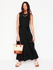 Boden Black Mila Trim Tiered Jersey Dress - Image 4 of 5