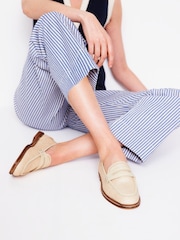 Boden Natural Structured Penny 100% Linen Loafers - Image 1 of 3