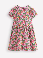 Boden Pink Strawberry 100% Cotton Peter Pan Collar Jersey Dress - Image 2 of 3