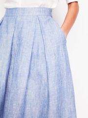 Boden Blue Verity Linen Midi Skirt - Image 2 of 6