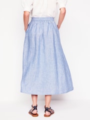 Boden Blue Verity Linen Midi Skirt - Image 3 of 6