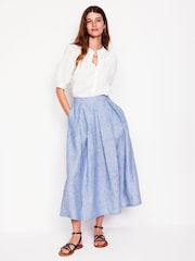 Boden Blue Verity Linen Midi Skirt - Image 5 of 6